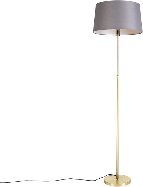 QAZQA parte fl - Landelijke Vloerlamp | Staande Lamp met kap - 1 lichts - H 1720 mm - Grijs - Woonkamer | Slaapkamer | Keuken