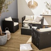 Anzio set , 1 bank, 2 fauteuils, 1 bijzettafel in wicker