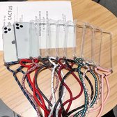 H.K. backcover/achterkant met koord geel met paars geschikt voor Apple iPhone 11 PRO MAX + Glasfolie