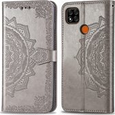 Xiaomi Redmi 9C Hoesje - Mobigear - Mandala Serie - Kunstlederen Bookcase - Grijs - Hoesje Geschikt Voor Xiaomi Redmi 9C