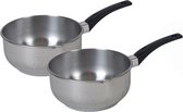 2x casseroles en acier inoxydable / casseroles de 14 cm