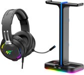 headset stand ​​- ZINAPS RGB Gaming Headset en Headset Stand [2-in-1] Set, Desktop Headphone Stand met 2 USB-poorten, Gaming Headset met surround sound 50 mm driver en noise-cancelling microf