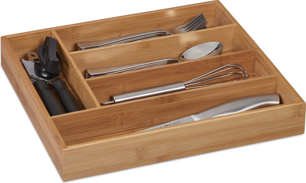 bestekbak - 5 vakken - 5 x 30 x 34 cm - bamboe