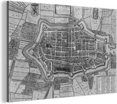 Plan historique de la ville d'Alkmaar en aluminium noir et blanc - Carte 90x60 cm - Tirage photo sur aluminium (décoration murale en métal)