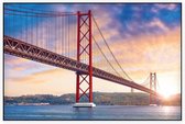 Zomers tafereel nabij de 25 Aprilbrug in Lissabon - Foto op Akoestisch paneel - 225 x 150 cm