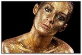 Gouden man met Glitters - Foto op Akoestisch paneel - 150 x 100 cm
