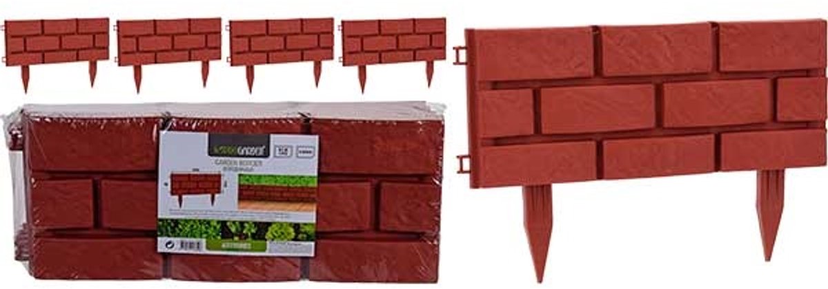 Borderrand - Plantenhekje - 42x17.5cm - 4 Stuks - Bruin baksteenlook - Polypropyleen
