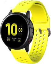 Siliconen Smartwatch bandje - Geschikt voor  Samsung Galaxy Watch 42mm siliconen bandje met gaatjes - geel - Horlogeband / Polsband / Armband