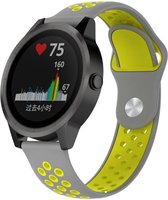 Siliconen Smartwatch bandje - Geschikt voor  Garmin Vivoactive 3 sport band - grijs geel - Horlogeband / Polsband / Armband