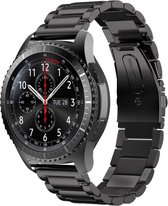 Samsung Galaxy Watch stalen band 45mm / 46mm - zwart + glazen screen protector
