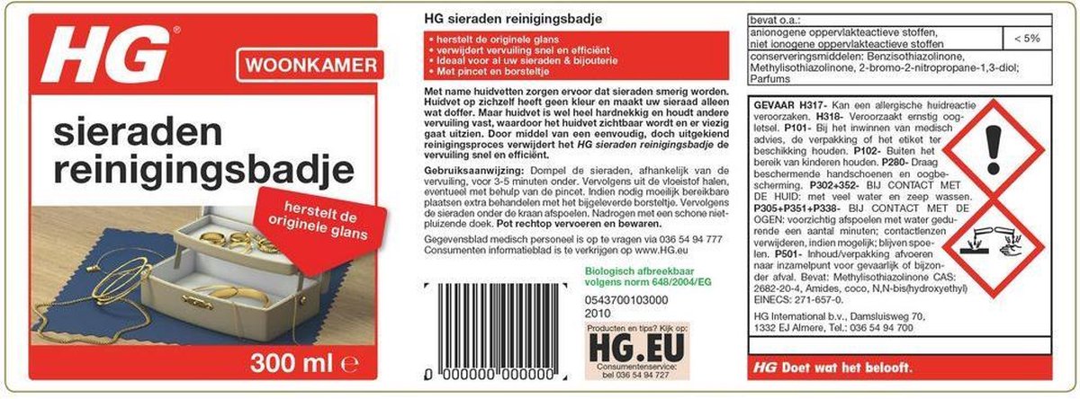 HG sieraden reinigingsbadje - 300 ml - inclusief borstelje en pincet |  bol.com
