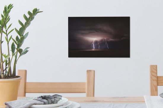 Éclair dans la nuit toile 30x20 cm - petit - Tirage photo sur toile (Décoration murale salon / chambre)