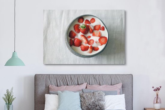 Tableau sur toile Fraise - Kom - Table - 150x100 cm - Décoration murale
