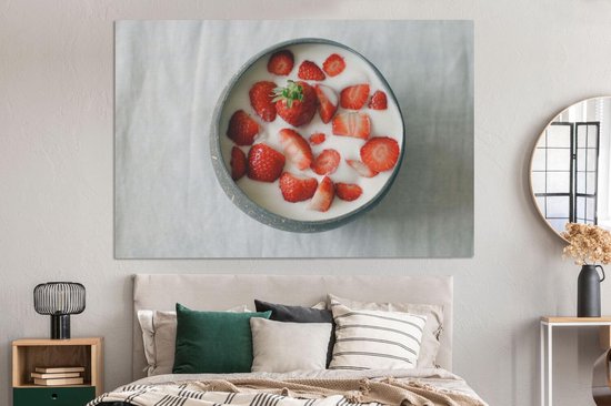 Tableau sur toile Fraise - Kom - Table - 150x100 cm - Décoration murale