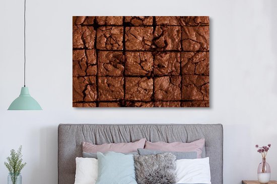Canvas schilderij 150x100 cm - Wanddecoratie Beeldvullende brownies - Muurdecoratie woonkamer - Slaapkamer decoratie - Kamer accessoires - Schilderijen