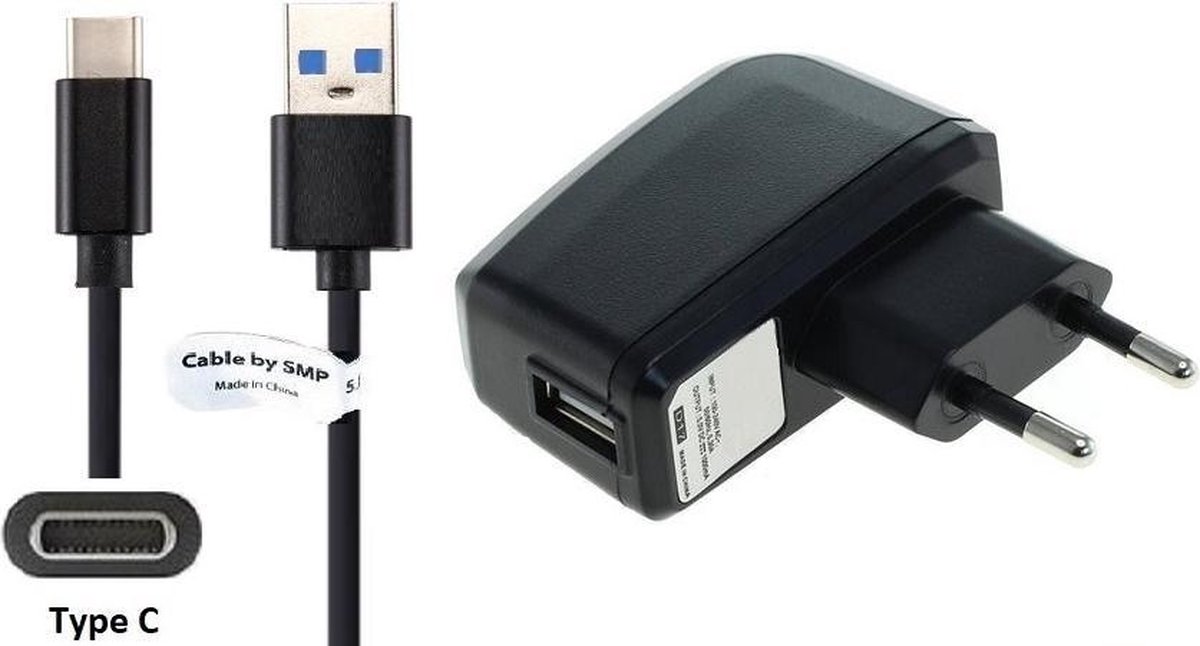 2,0A oplader adapter en 1,2 m USB C oplaadkabel. Stekker met