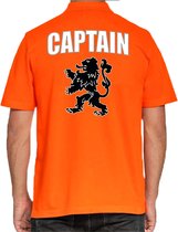 Captain Holland supporter poloshirt oranje met leeuw EK / WK voor heren XL