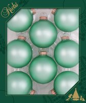 24x stuks glazen kerstballen 7 cm mermaid velvet groen mat kerstboomversiering - Kerstversiering/kerstdecoratie