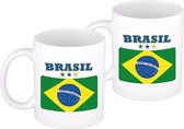 4x stuks mok Braziliaanse vlag - Brazilie Landen supporters vlag feestartikelen