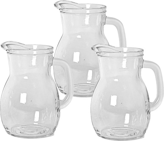 3x stuks glazen sap/waterkannen 1 liter - Sapkannen/waterkannen/schenkkannen  | bol.com