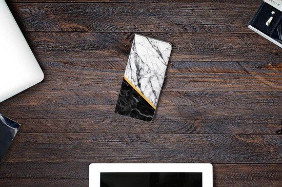 Motorola Moto G9 Plus Bookcase Marmer Wit Zwart - Origineel Cadeau Man