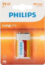 Philips 9V Longlife 6F22L1B Batterij - 1 stuk