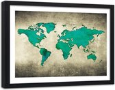 Foto in frame , Groene Vintage Wereld , 120x80cm , wanddecoratie , Premium print