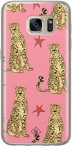 Samsung S7 hoesje siliconen - The pink leopard | Samsung Galaxy S7 case | Roze | TPU backcover transparant