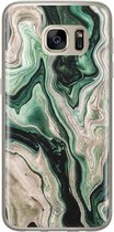 Samsung S7 hoesje siliconen - Groen marmer / Marble | Samsung Galaxy S7 case | groen | TPU backcover transparant