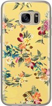 Samsung S7 hoesje siliconen - Floral days | Samsung Galaxy S7 case | geel | TPU backcover transparant