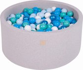 Ballenbakje.nl® Ronde Ballenbak set incl 300 ballen 90x40cm - Licht Grijs: Wit, Blauw, Turquoise, Babyblauw, Parel Blauw