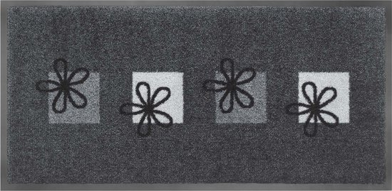MD Entree - Schoonloopmat - Emotion XS - Flowers Grey - 40 x 80 cm