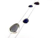 Zilveren halsketting halssnoer collier Model Playfull Colors gezet met lila en blauwe stenen