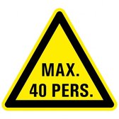 Waarschuwingssticker max. 40 personen 50 mm - 10 stuks per kaart