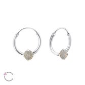 Aramat jewels ® - Kinder oorringen opaal licht grijs 925 zilver swarovski elements kristal 12mm x 1.2mm