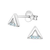 Aramat jewels ® - 925 sterling zilveren kinder oorbellen driehoek zirkonia 5mm licht blauw