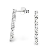 Aramat jewels ® - Zilveren oorbellen bar met kristal 925 zilver kristal 2mm x 18mm