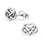 Aramat jewels ® - Zilveren oorbellen keltisch hart 925 zilver geoxideerd 7mm x 6mm