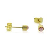 Aramat jewels ® - Zweerknopjes parel roze goudkleurig chirurgisch staal 4mm