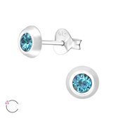 Aramat jewels ® - Oorstekers sterling zilver 5mm swarovski elements kristal indicolite blauw