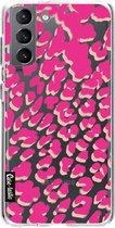 Casetastic Samsung Galaxy S21 4G/5G Hoesje - Softcover Hoesje met Design - Leopard Print Pink Print