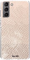 Casetastic Samsung Galaxy S21 4G/5G Hoesje - Softcover Hoesje met Design - Snake Coral Print