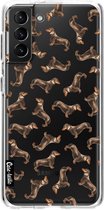 Casetastic Samsung Galaxy S21 Plus 4G/5G Hoesje - Softcover Hoesje met Design - Teckel Twister Print