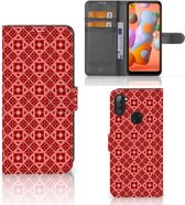 Smartphone Hoesje Geschikt voor Samsung Galaxy M11 | A11 Wallet Book Case Batik Red