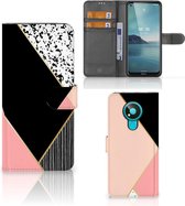 GSM Hoesje Nokia 3.4 Bookcase Black Pink Shapes