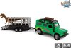 Afbeelding van het spelletje Kids Globe Traffic Die-Cast Pull-Back Land Rover + Trailer en Dino