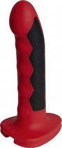 Silicone Fusion "Komodo" Dildo - Electric Stim Device - black,red - Discreet verpakt en bezorgd