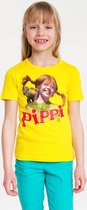 Pippi Langkous kinder shirt geel - Logoshirt - 122/134