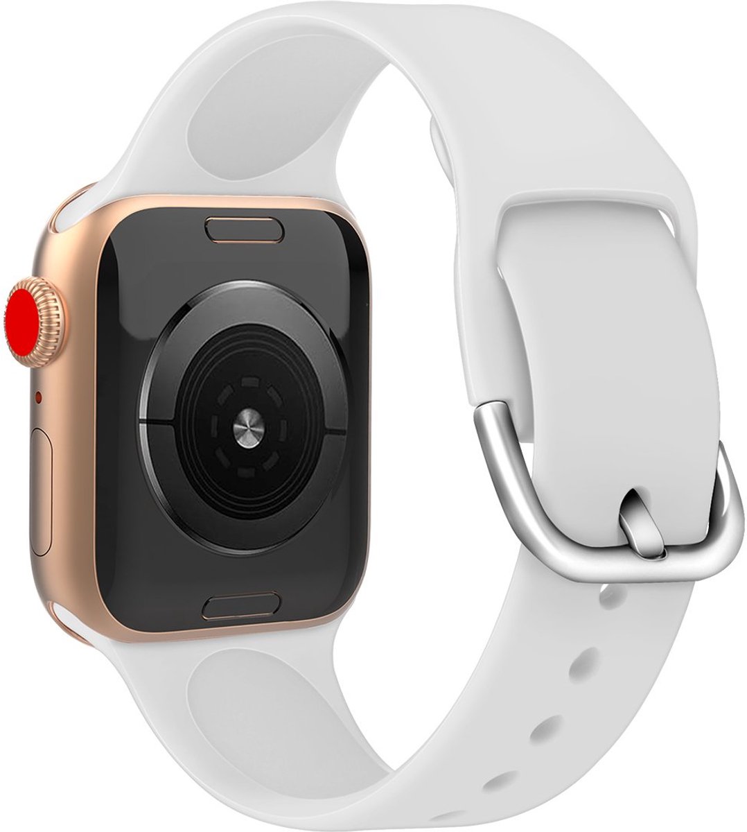 Smartwatch bandje - Apple Watch 38mm 40mm - wit siliconen D-sluiting