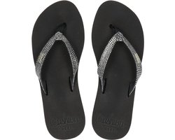 Reef Star Cushion Sassyblack/Silver Dames Slippers - Zwart/Zilver - Maat 40